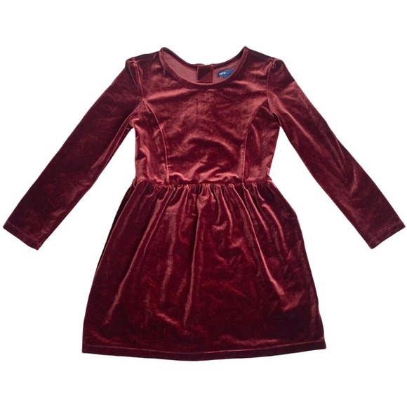 Gap Kids Velvet Long Sleeve Midi Dress Girls S/6-7 Burgundy Thanksgiving Holiday - Picture 2 of 8